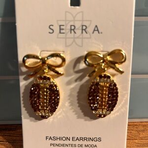 Serra Gold and Brown Bow Earrings